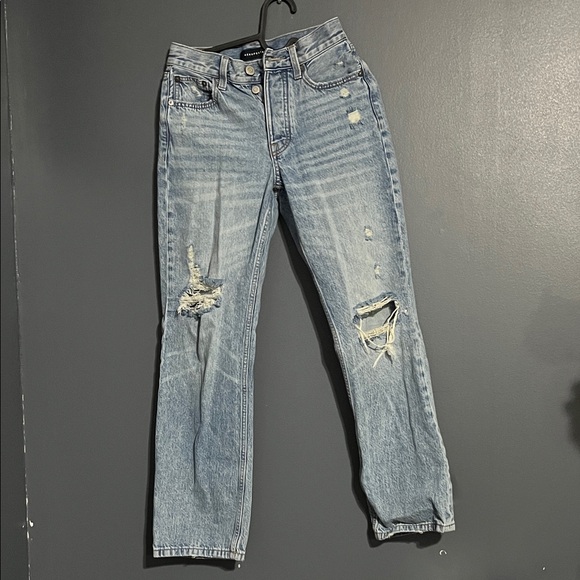 Aeropostale Light Blue Straight Leg / Button Fly/ Distressed Jeans - Picture 1 of 8